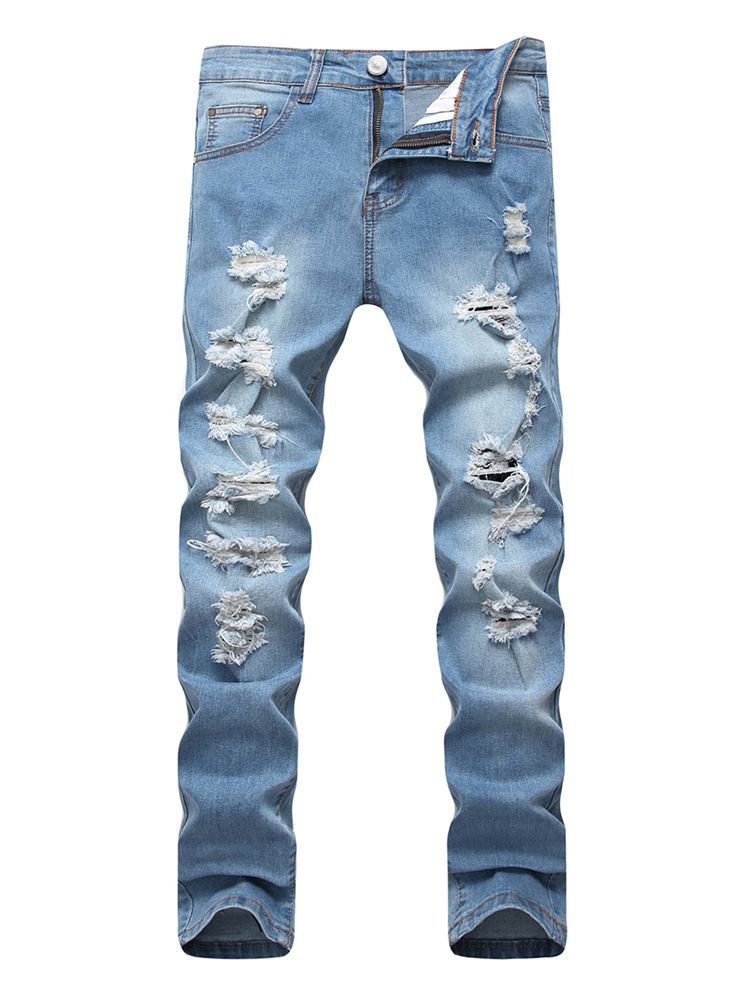 Calça Jeans Slim Masculina Com Zíper De Algodão E Zíper Liso Vogue