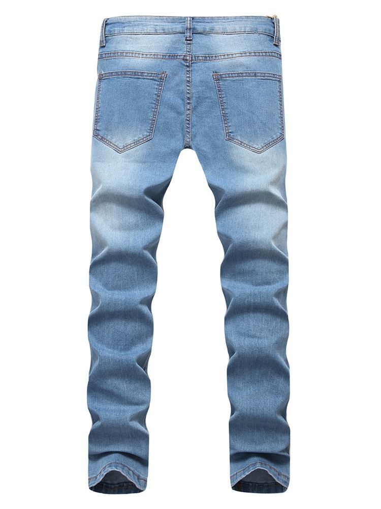 Calça Jeans Slim Masculina Com Zíper De Algodão E Zíper Liso Vogue