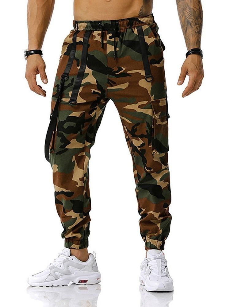 Calça Lápis De Bolso Camuflagem Casual Calça Calça Casual Masculina