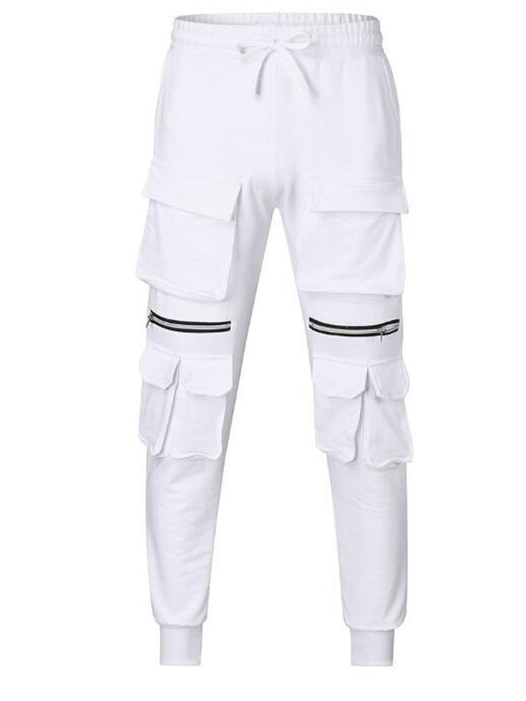 Calça Lápis Bolso Hip Hop Calça Casual Masculina