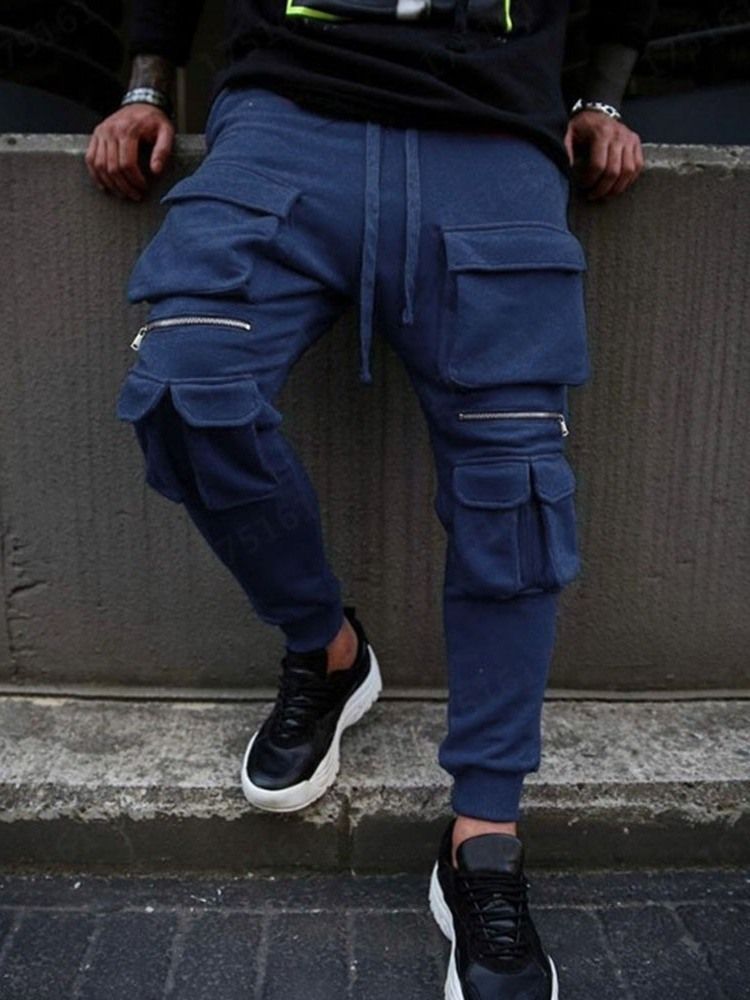 Calça Lápis Bolso Hip Hop Calça Casual Masculina