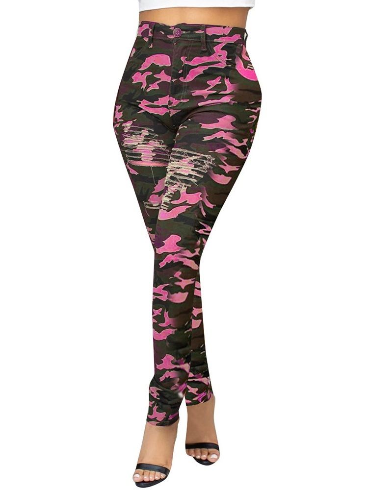 Calça Lápis Camuflagem Feminina Calça Casual