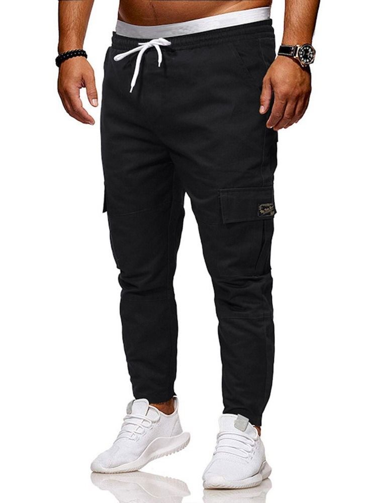 Calça Lápis Casual Homem Com Bolso Lado Liso