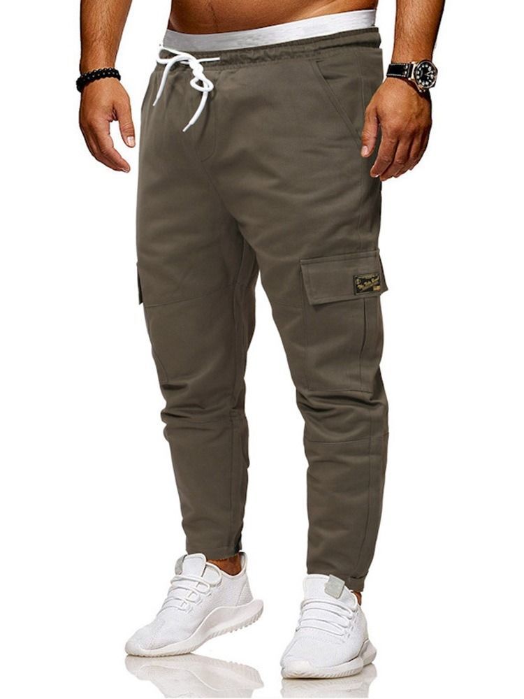 Calça Lápis Casual Homem Com Bolso Lado Liso