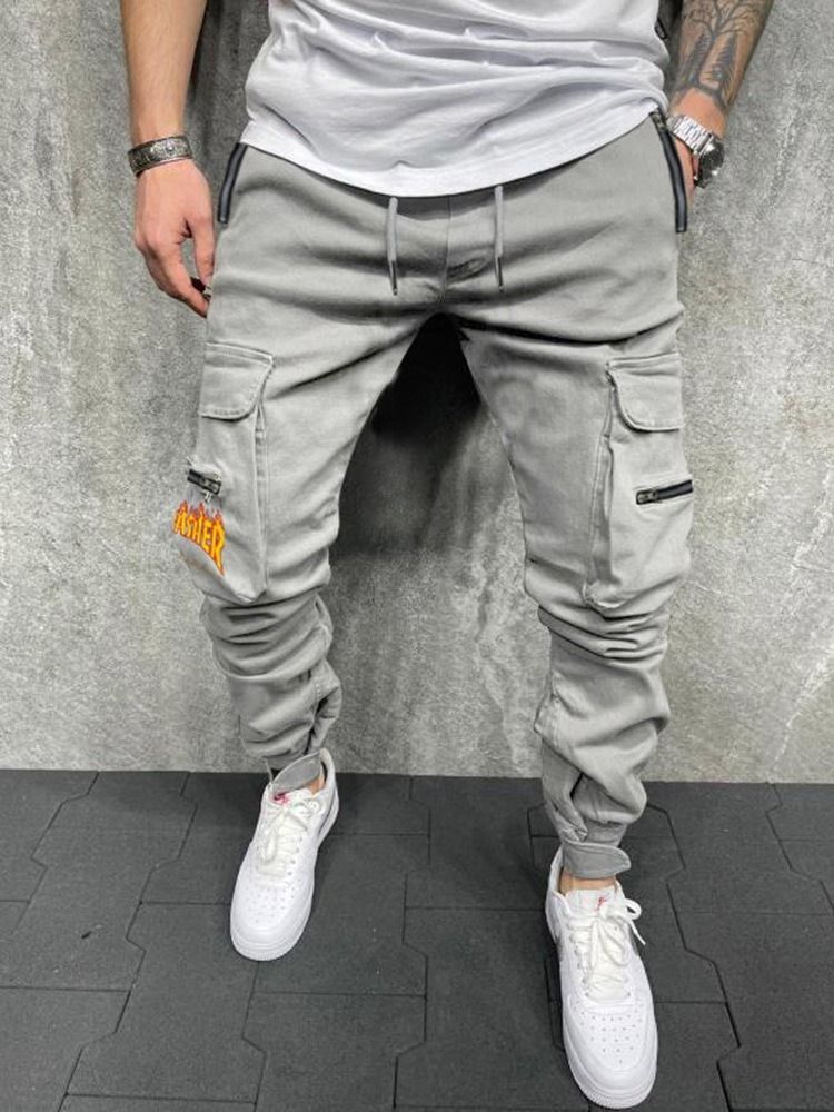 Calça Lápis Casual Masculina De Cintura Média E Bolso