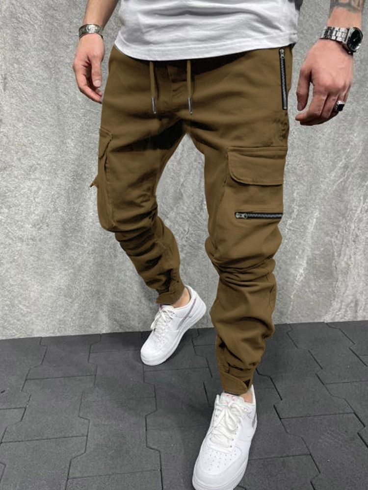 Calça Lápis Casual Masculina De Cintura Média E Bolso