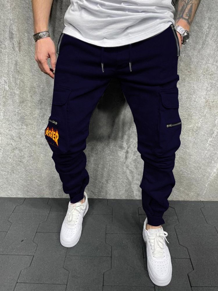 Calça Lápis Casual Masculina De Cintura Média E Bolso