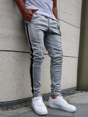 Calça Lápis Casual Masculina Riscada Com Riscas