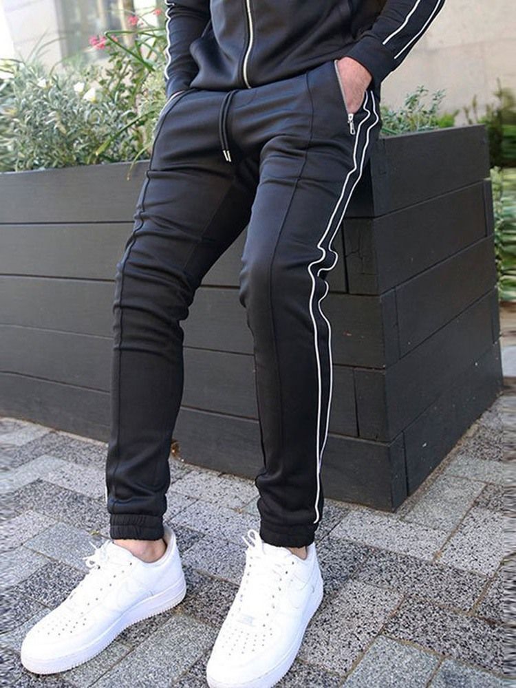 Calça Lápis Casual Masculina Riscada Com Riscas