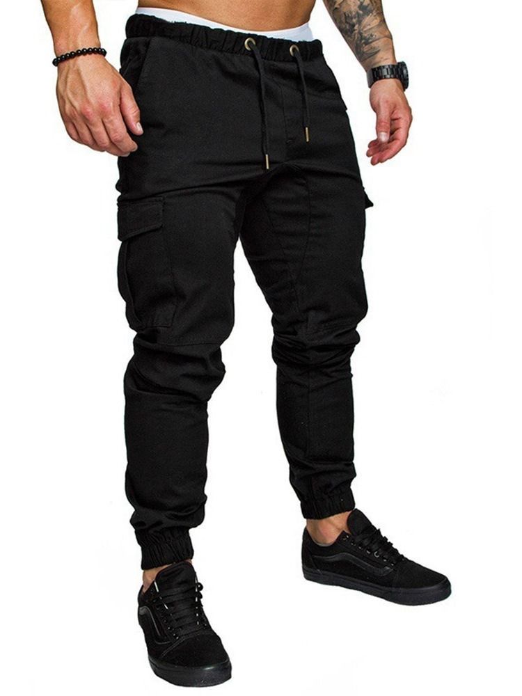 Calça Lápis Com Cordões Simples. Calça Esporte Casual Masculina