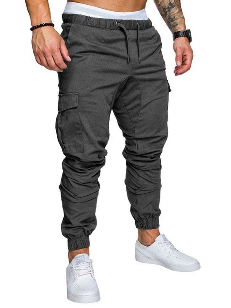 Calça Lápis Com Cordões Simples. Calça Esporte Casual Masculina