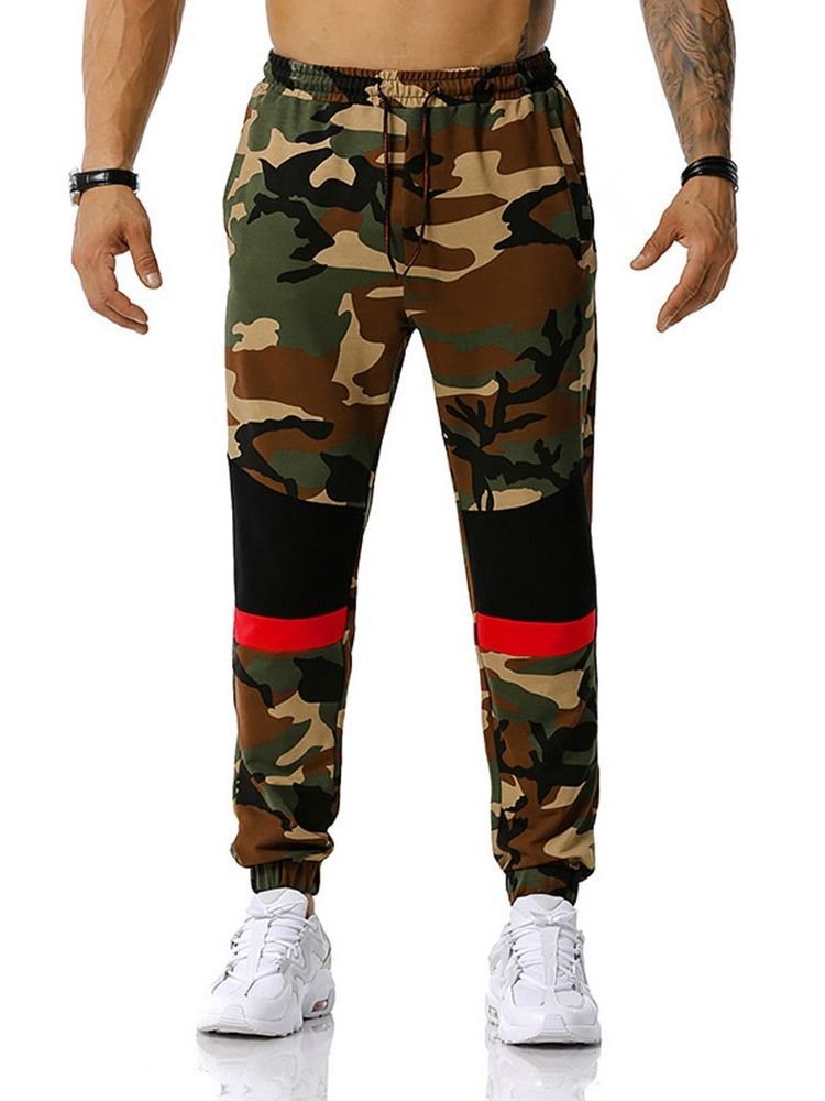 Calça Lápis Com Estampa Camuflada Casual Calça Meio Cintura Calça Casual Masculina