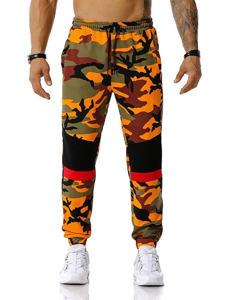 Calça Lápis Com Estampa Camuflada Casual Calça Meio Cintura Calça Casual Masculina