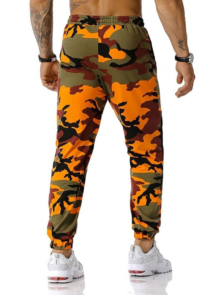 Calça Lápis Com Estampa Camuflada Casual Calça Meio Cintura Calça Casual Masculina