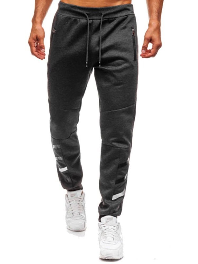 Calça Lápis Liso Com Zíper Calça Esportiva Casual Masculina Com Zíper