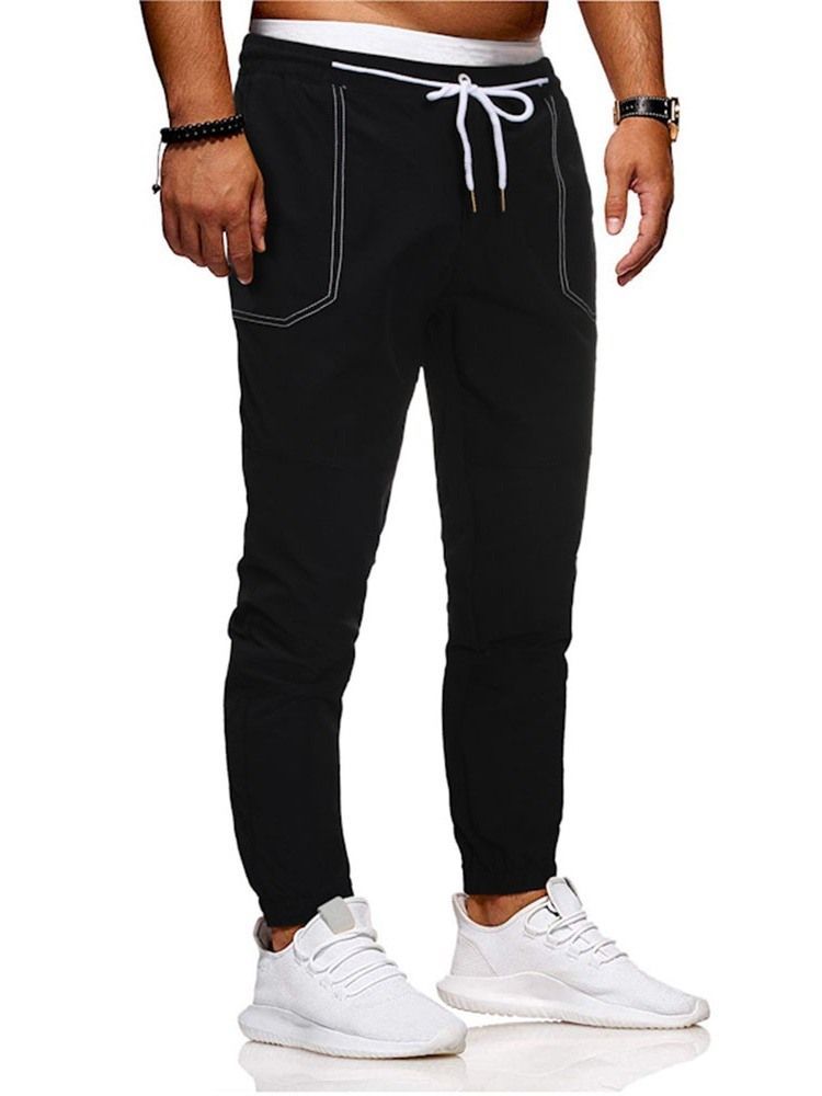 Calça Lápis Liso Masculino Casual Calça Cintura Média Casual