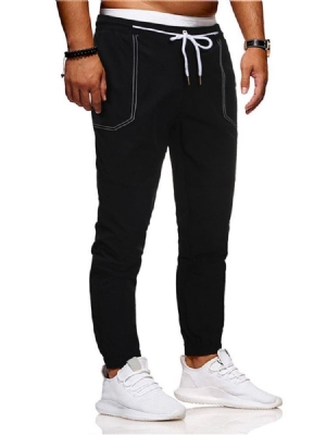 Calça Lápis Liso Masculino Casual Calça Cintura Média Casual