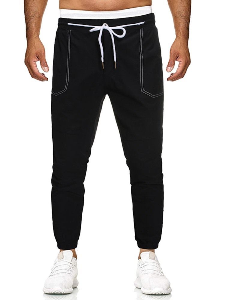 Calça Lápis Liso Masculino Casual Calça Cintura Média Casual