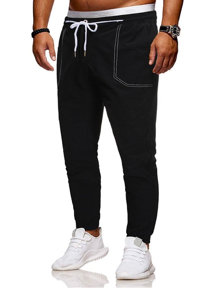 Calça Lápis Liso Masculino Casual Calça Cintura Média Casual