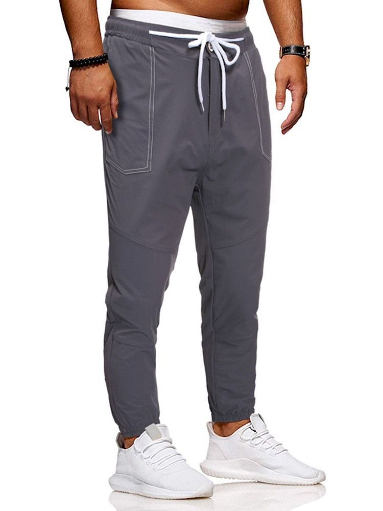 Calça Lápis Liso Masculino Casual Calça Cintura Média Casual