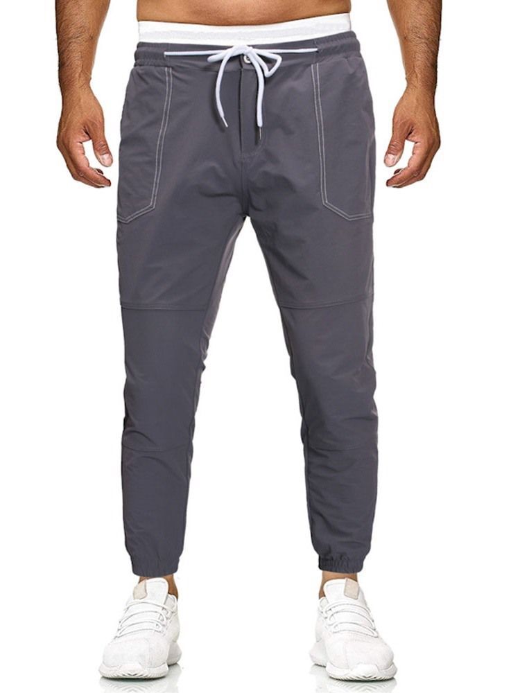 Calça Lápis Liso Masculino Casual Calça Cintura Média Casual