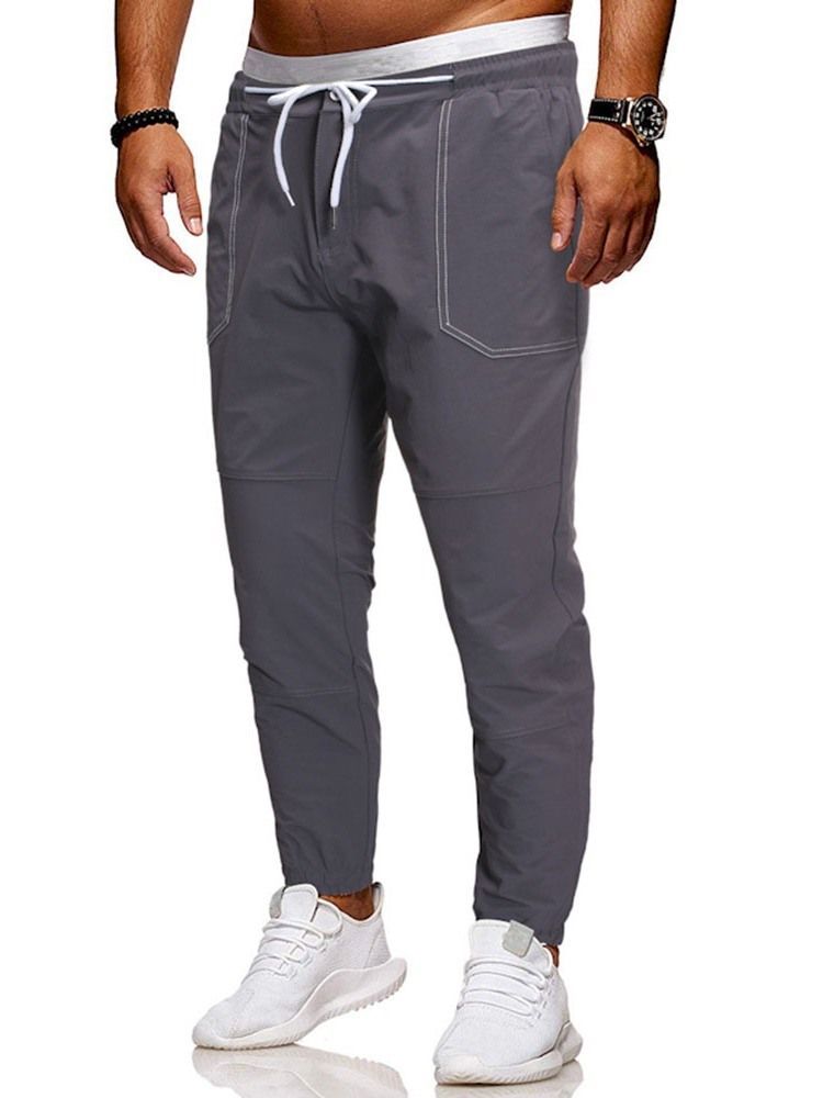 Calça Lápis Liso Masculino Casual Calça Cintura Média Casual