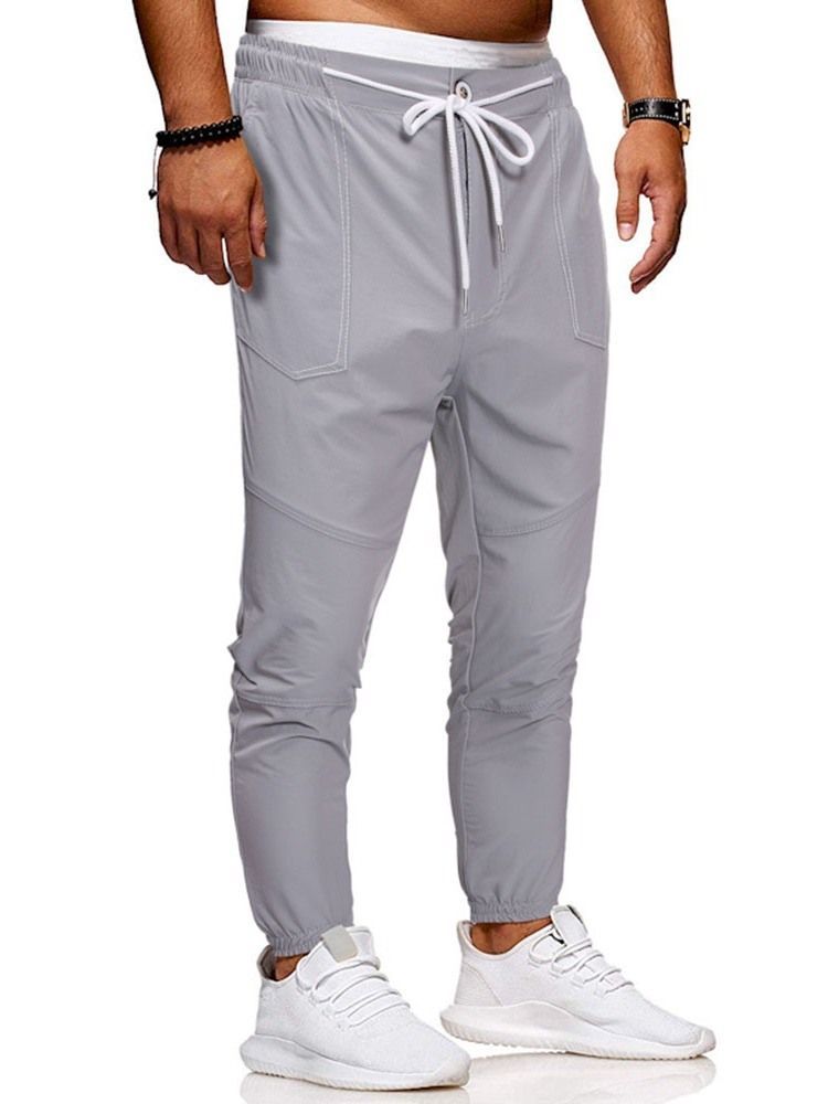 Calça Lápis Liso Masculino Casual Calça Cintura Média Casual