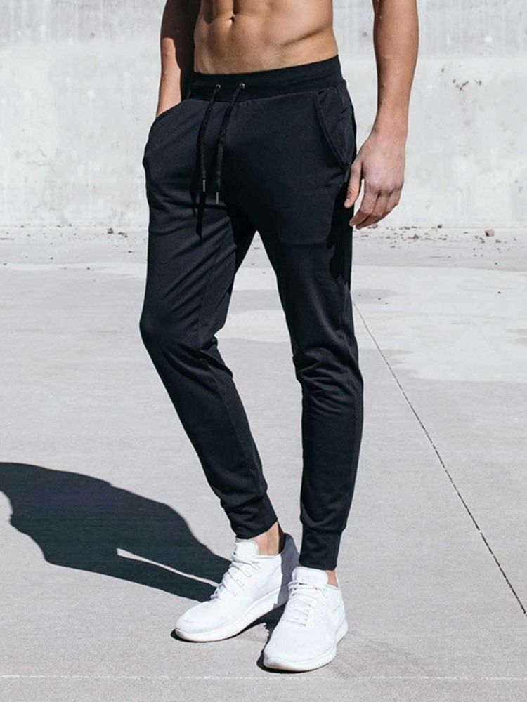 Calça Lápis Liso Meio Cintura Calça Casual Masculina