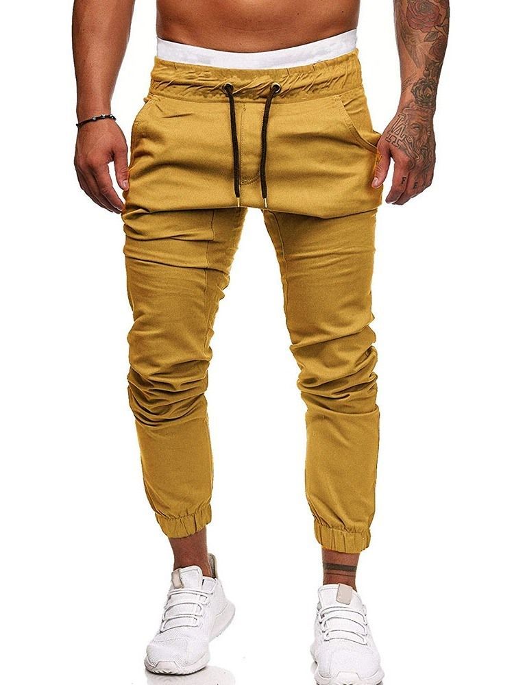 Calça Lápis Liso Plissada Masculina Calça Casual Casual Com Renda