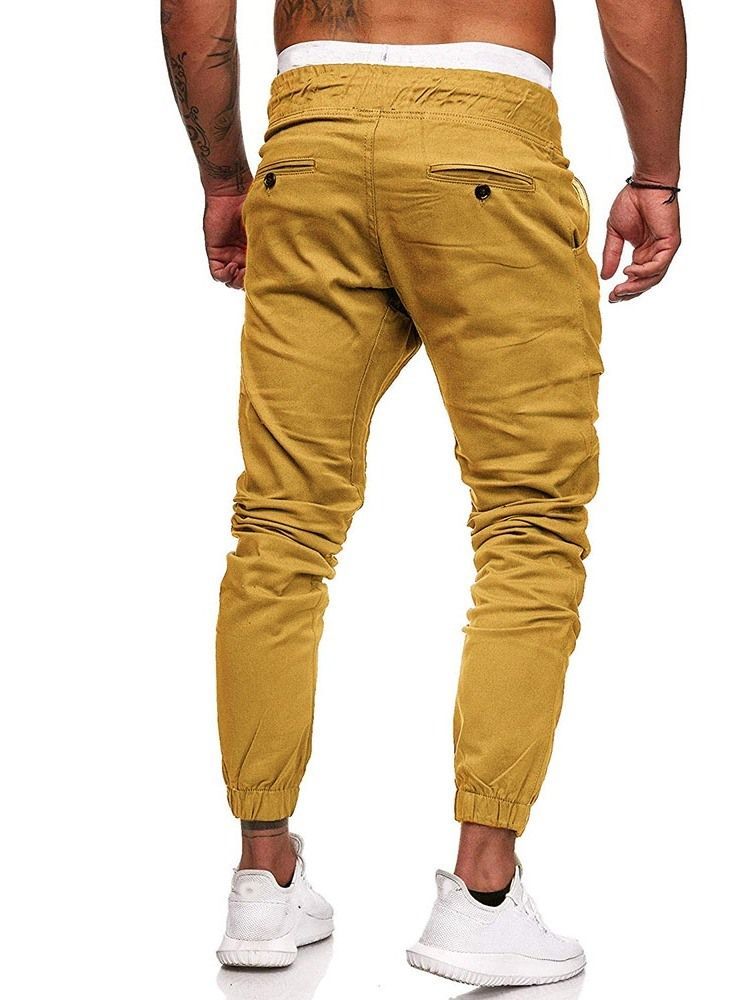 Calça Lápis Liso Plissada Masculina Calça Casual Casual Com Renda