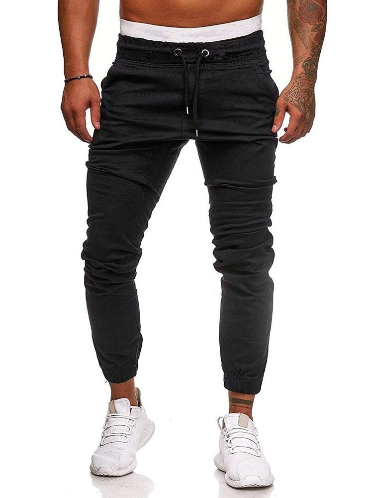 Calça Lápis Liso Plissada Masculina Calça Casual Casual Com Renda