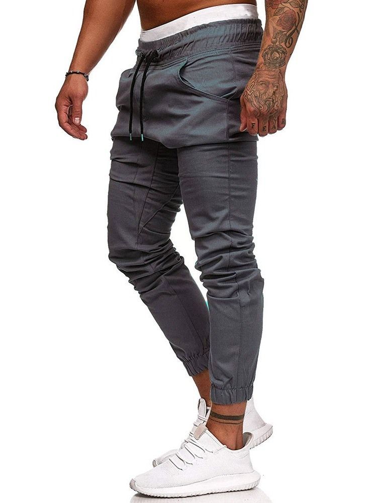 Calça Lápis Liso Plissada Masculina Calça Casual Casual Com Renda