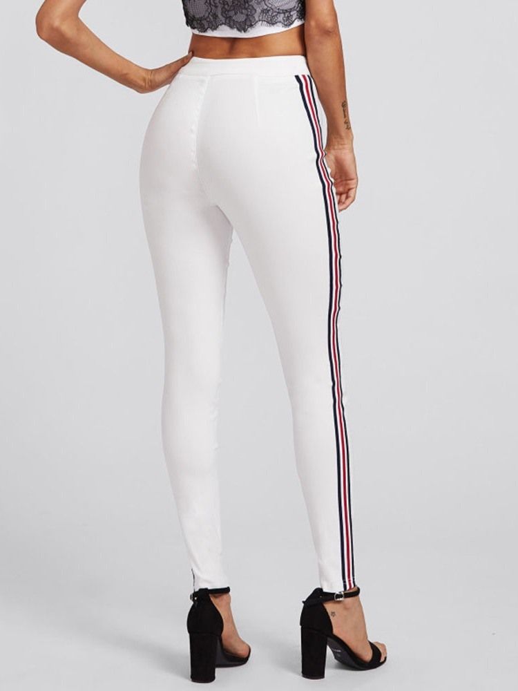 Calça Lápis Listra Magra Feminina Corpo Inteiro Calça Casual