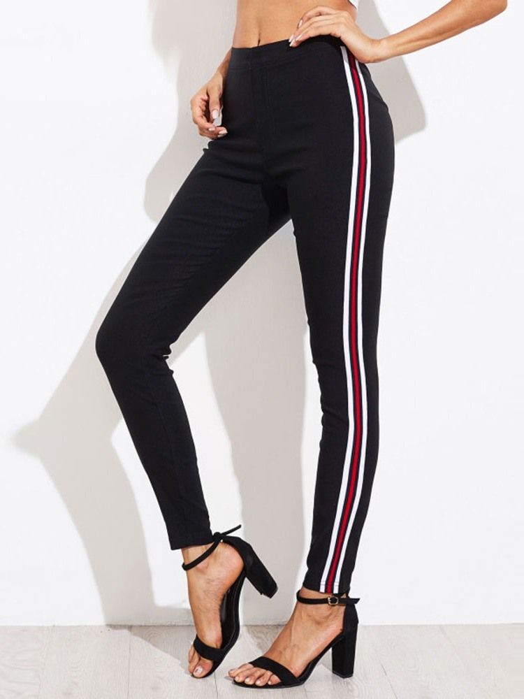 Calça Lápis Listra Magra Feminina Corpo Inteiro Calça Casual