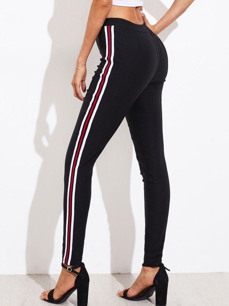 Calça Lápis Listra Magra Feminina Corpo Inteiro Calça Casual