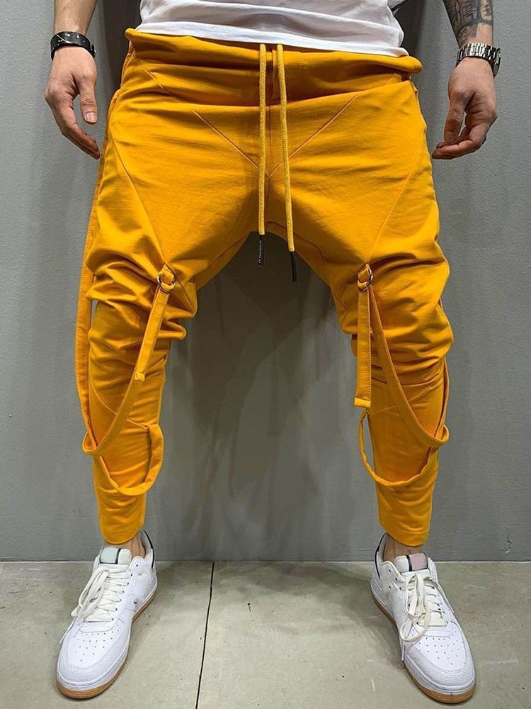 Calça Lápis Lápis Masculino Calça Casual Hip Hop Com Corda