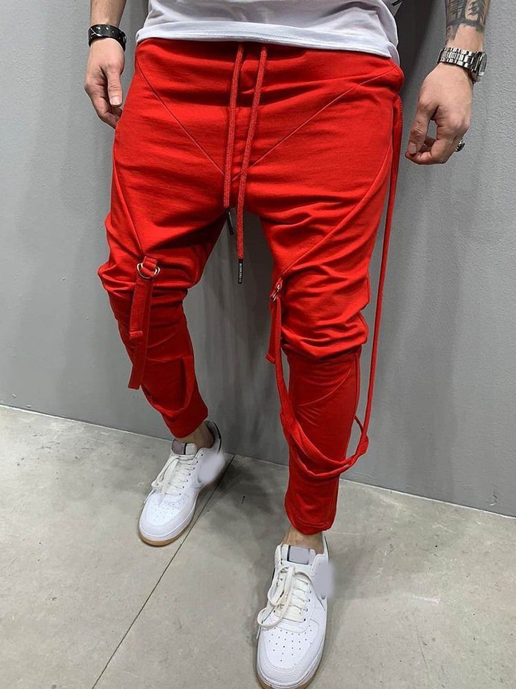 Calça Lápis Lápis Masculino Calça Casual Hip Hop Com Corda