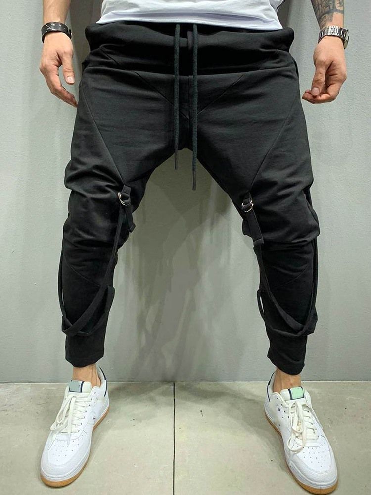 Calça Lápis Lápis Masculino Calça Casual Hip Hop Com Corda