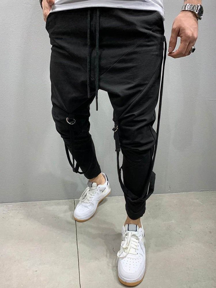 Calça Lápis Lápis Masculino Calça Casual Hip Hop Com Corda