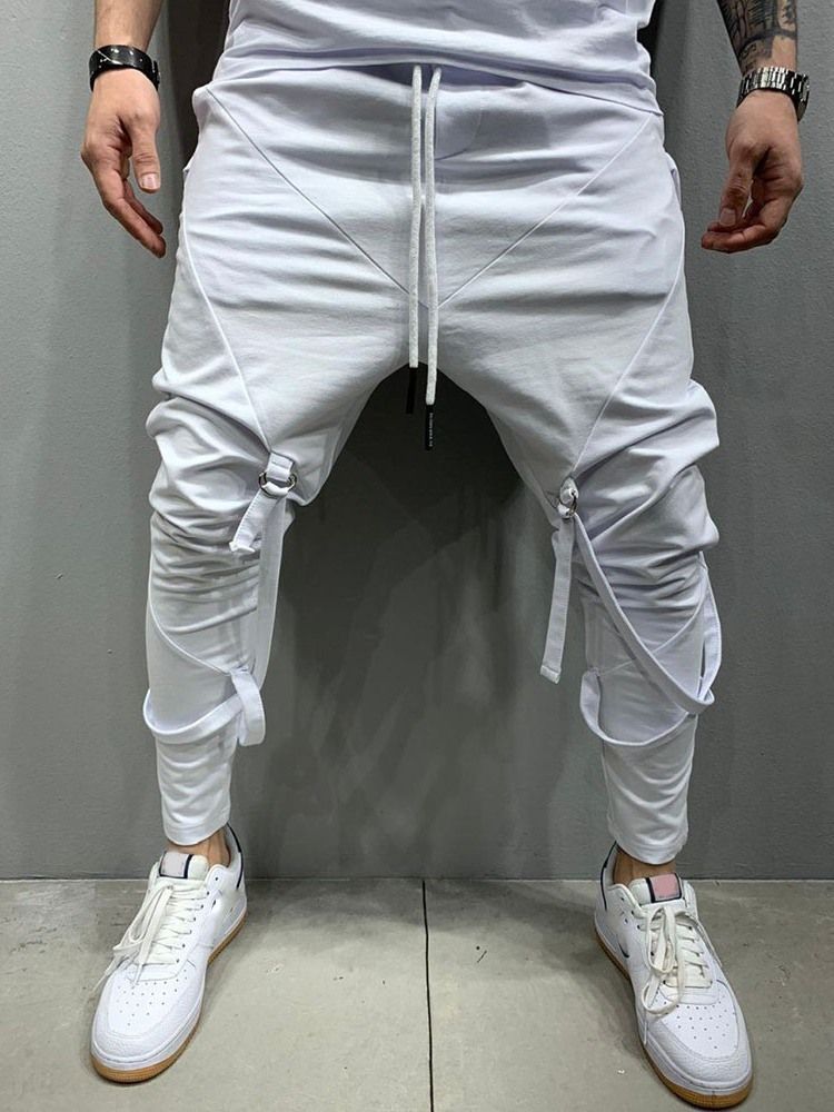 Calça Lápis Lápis Masculino Calça Casual Hip Hop Com Corda