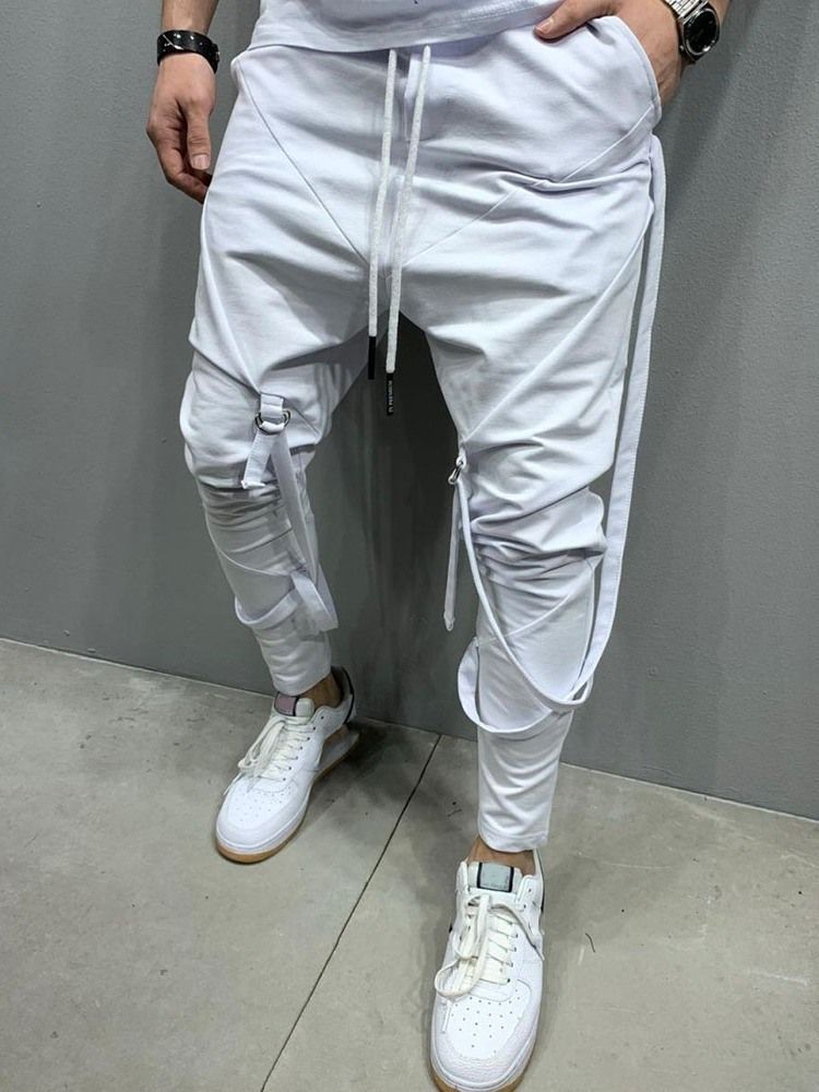 Calça Lápis Lápis Masculino Calça Casual Hip Hop Com Corda