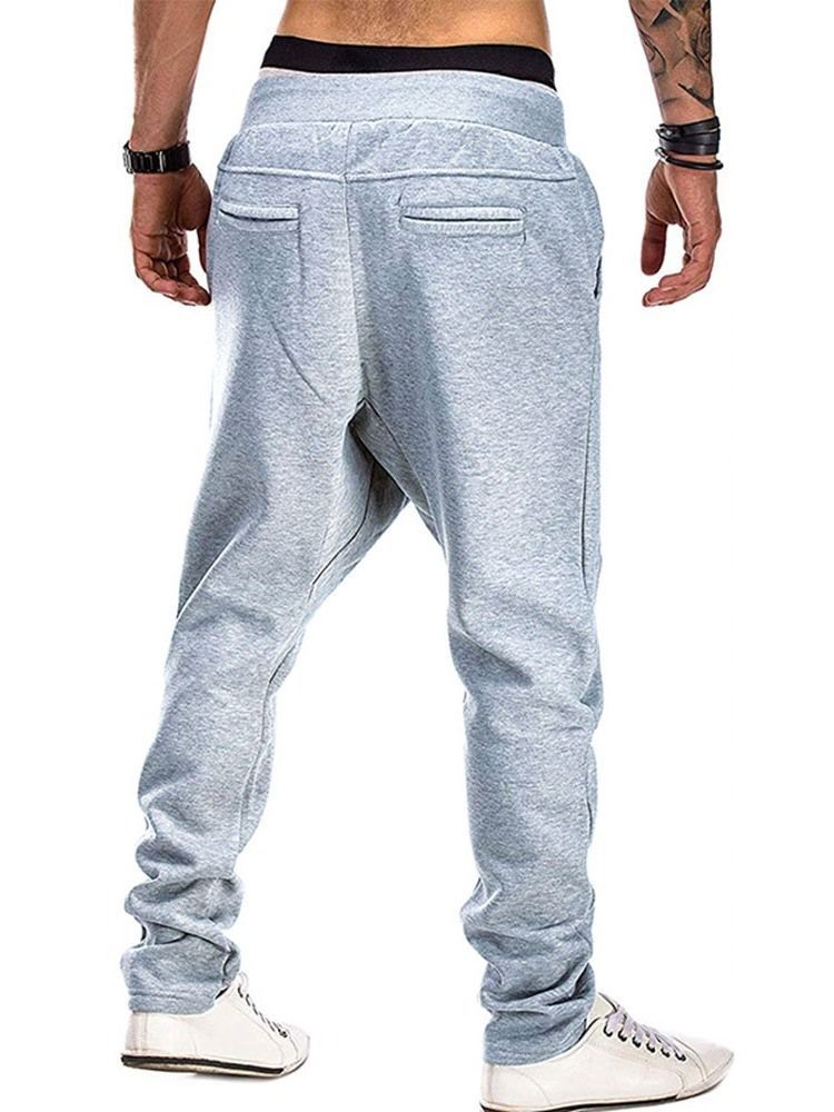 Calça Larga De Bloco De Cores Com Bolso Médio Queda Calça Masculina Casual