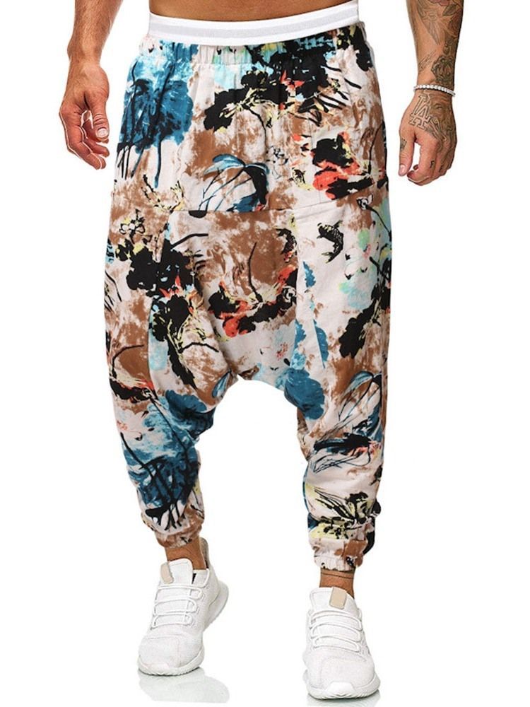 Calça Larga Com Estampa Floral De Cintura Média Calça Casual Masculina