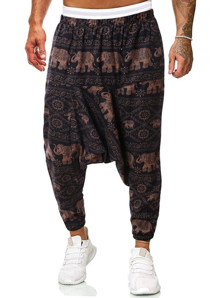 Calça Larga Com Estampa Floral De Cintura Média Calça Casual Masculina