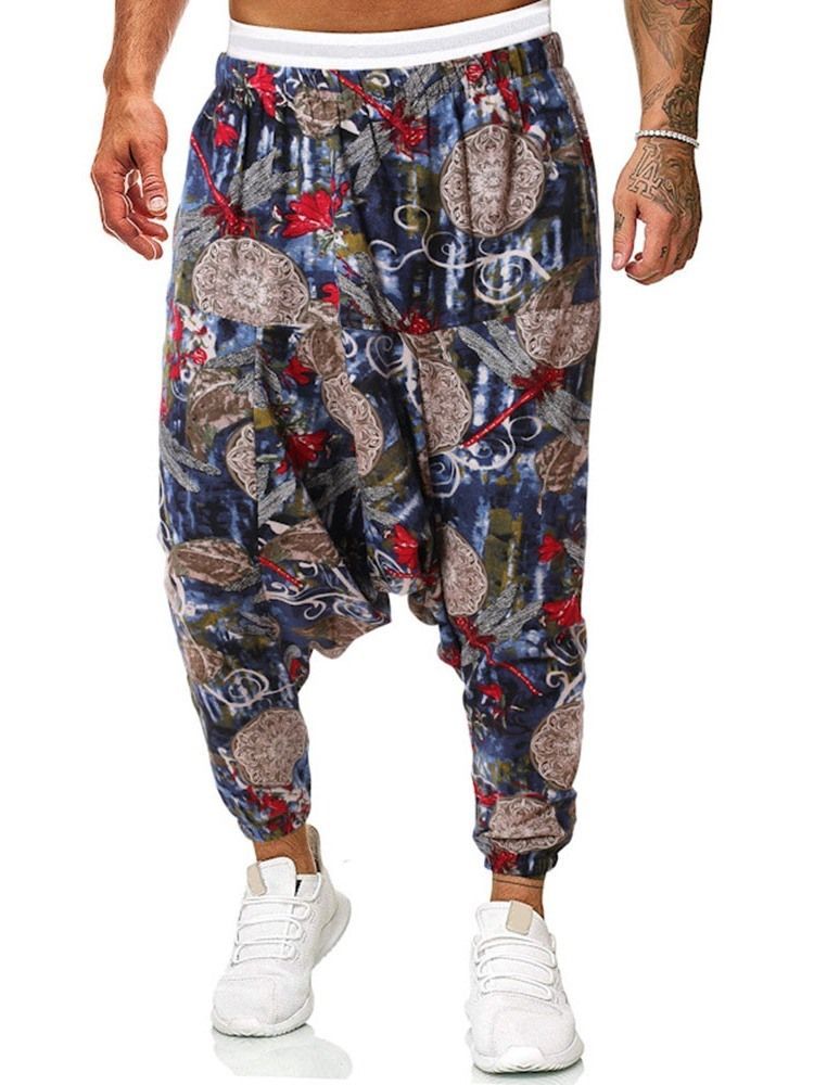 Calça Larga Com Estampa Floral De Cintura Média Calça Casual Masculina