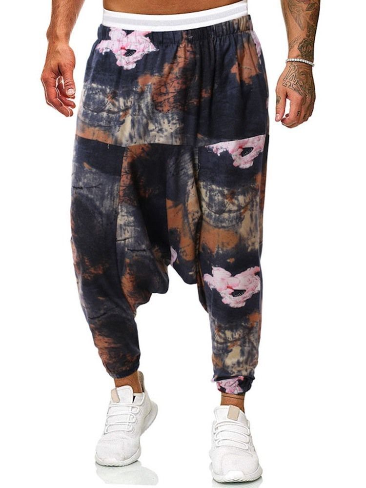 Calça Larga Com Estampa Floral De Cintura Média Calça Casual Masculina