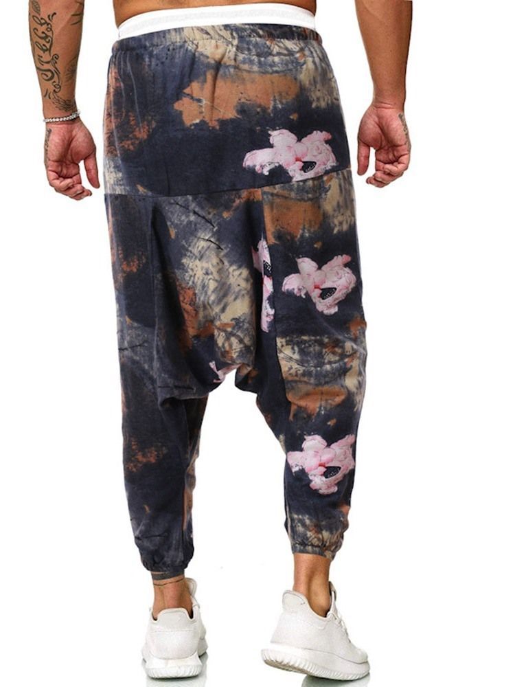 Calça Larga Com Estampa Floral De Cintura Média Calça Casual Masculina