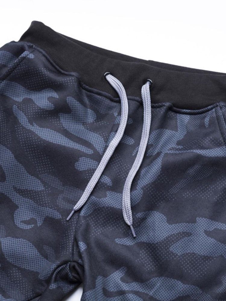 Calças Casuais Masculinas Camufladas Com Cordões