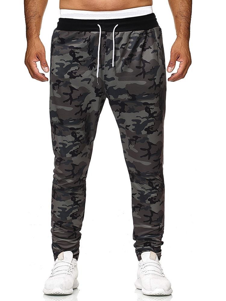 Calças Casuais Masculinas Camufladas De Outono