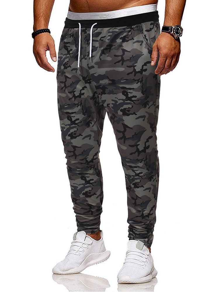 Calças Casuais Masculinas Camufladas De Outono